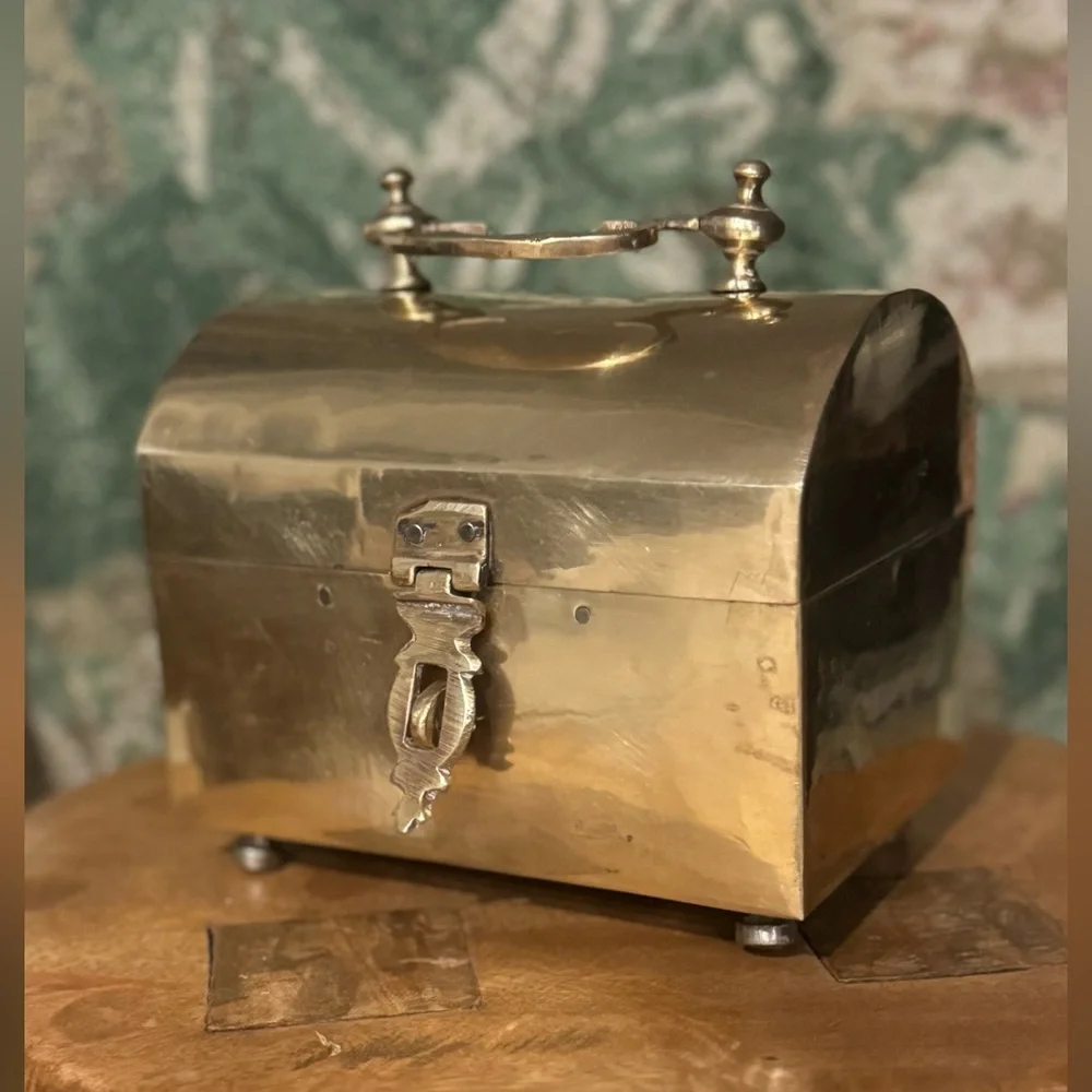 Vintage Solid Brass Handcrafted Jewelry Trinket Box Decorative